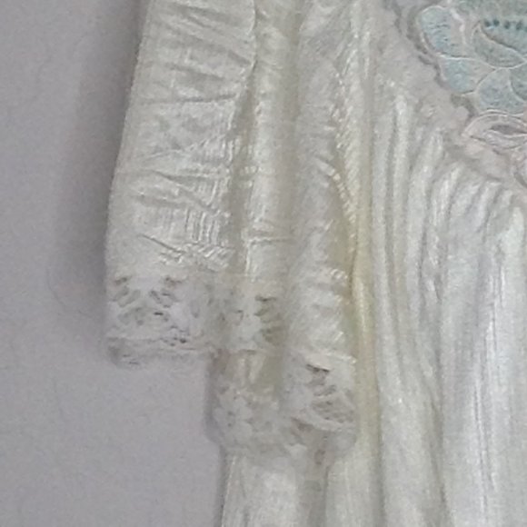 Vintage Val Mode Womens Ivory Night Gown Long V-Neck Short Sleeve Medium - Picture 5 of 9